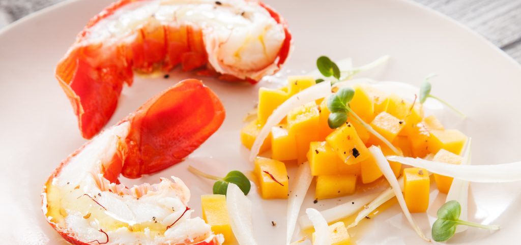 Rock lobster with mango and whisky recipe