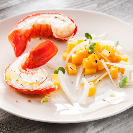 Rock lobster with mango and whisky recipe